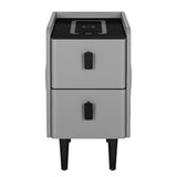 Artiss Smart Bedside Table 2 Drawers with Wireless Charging Ports LED Grey AIDA - Side View