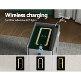 Artiss Smart Bedside Table 2 Drawers with Wireless Charging Ports LED Grey AIDA - Top-Down View
