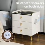 Artiss Bedside Table Wireless Charging - ALMA White - 45-Degree Angle
