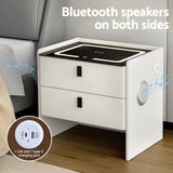Artiss Smart Bedside Table Wireless Charging - BESS White - 45-Degree Angle
