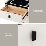 Artiss Smart Bedside Table Wireless Charging - BESS White - Rear View