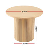 Artiss Coffee Table Round Fluted - Front View