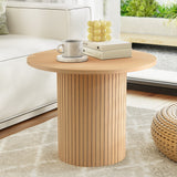 Artiss Coffee Table Round Fluted - Close-Up Angle