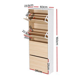 Artiss Shoe Rack Cabinet 24 Pairs Adjustable Shelf Pine - Side View