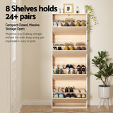Artiss Shoe Rack Cabinet 24 Pairs Adjustable Shelf Pine - 45-Degree Angle