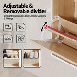 Artiss Shoe Rack Cabinet 24 Pairs Adjustable Shelf Pine - Rear View