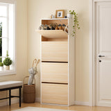 Artiss Shoe Rack Cabinet 24 Pairs Adjustable Shelf Pine - Low Angle