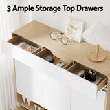 Artiss Shoe Rack Cabinet 25 Pairs Storage Cupboard Pine&White - Rear View