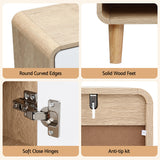 Artiss Shoe Rack Cabinet 20 Pairs Storage Cupboard Pine&White - Close-Up Angle