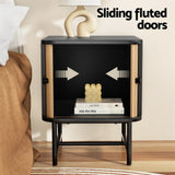 Artiss Bedside Table with Sliding Doors BORIS - 45-Degree Angle