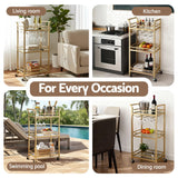 Artiss Kitchen Island Cart Trolley Rolling Serving Storage Wine Glass 43cm Gold - Close-Up Angle
