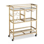 Artiss Bar Cart Drinks Trolley Serving Wine Rack Glass Holder 3 Hooks 72cm Gold
