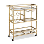 Artiss Bar Cart Drinks Trolley Serving Wine Rack Glass Holder 3 Hooks 72cm Gold, image 4
