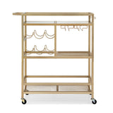 Artiss Bar Cart Drinks Trolley Serving Wine Rack Glass Holder 3 Hooks 72cm Gold - 45-Degree Angle