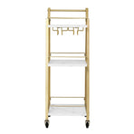 Artiss Bar Cart Trolley Kitchen Island Serving Wine Glass Holder Marble 41cm
