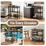 Artiss Bar Cart Drinks Trolley Serving Wine Rack Glass Holder 3 Hooks 72cm Black - Close-Up Angle