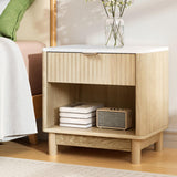 Artiss Bedside Table Nightstand 1 Drawer Shelves Pine - Close-Up Angle