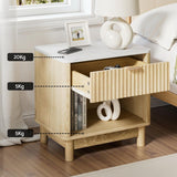 Artiss 2X Bedside Table Nightstand 1 Drawer Shelves Pine - Rear View