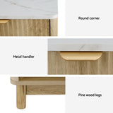 Artiss 2X Bedside Table Nightstand 1 Drawer Shelves Pine - Close-Up Angle