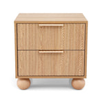 Artiss set of 2 bedside tables with 2 drawers and round legs, pine, round MDF legs