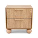 Artiss 2x Bedside Table Round Legs 2 Drawers Pine - Top-Down View