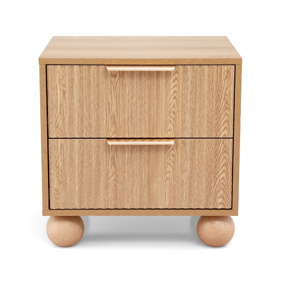 Artiss set of 2 bedside tables with 2 drawers and round legs, pine, round MDF legs