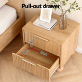 Artiss 2x Bedside Table Round Legs 2 Drawers Pine - 45-Degree Angle