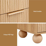 Artiss set of 2 bedside tables with 2 drawers and round legs, pine, image 6