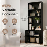 Artiss 6-Tier Bookshelf Display Cabinet Storage Black - 45-Degree Angle