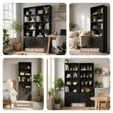 Artiss 6-Tier Bookshelf Display Cabinet Storage Black - Low Angle