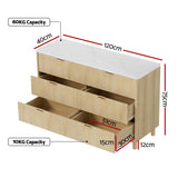 Artiss 6 Chest of Drawers Dresser Table Pine - Side View