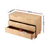 Artiss 6 Chest of Drawers Dresser Tallboy Pine - Front View