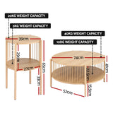 Artiss Coffee Table 2-Tier Round Wood - Front View