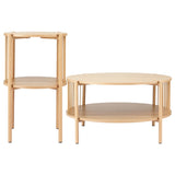 Artiss Coffee Table 2-Tier Round Wood - Side View