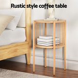 Artiss Coffee Table 2-Tier Round Wood - Top-Down View