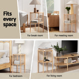 Artiss Coffee Table 2-Tier Round Wood - Rear View