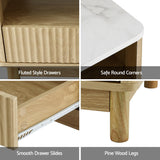 Artiss Coffee Table Drawer Shelf Marble Effect Wood&White - Rear View