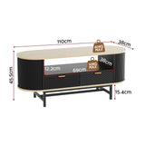 Artiss Coffee Table Drawer Shelf Wood&Black - Front View