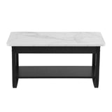 Artiss Coffee Table 2-Tier 80CM Marble Finish Shelf Black&White - Side View