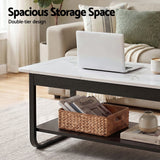 Artiss Coffee Table 2-Tier 80CM Marble Finish Shelf Black&White - 45-Degree Angle