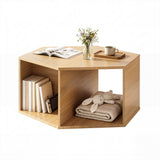 Artiss Coffee Table Hexagonal Center Table with Open Storage 2-Way Display Side Table Wood - Front View
