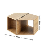 Artiss Coffee Table Hexagonal Center Table with Open Storage 2-Way Display Side Table Wood - Side View