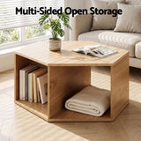Artiss Coffee Table Hexagonal Center Table with Open Storage 2-Way Display Side Table Wood - 45-Degree Angle