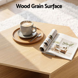 Artiss Coffee Table Hexagonal Center Table with Open Storage 2-Way Display Side Table Wood - Close-Up Angle