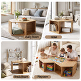 Artiss Coffee Table Hexagonal Center Table with Open Storage 2-Way Display Side Table Wood - Low Angle
