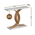 Artiss Console Table Marble Effect White&Gold, image 3