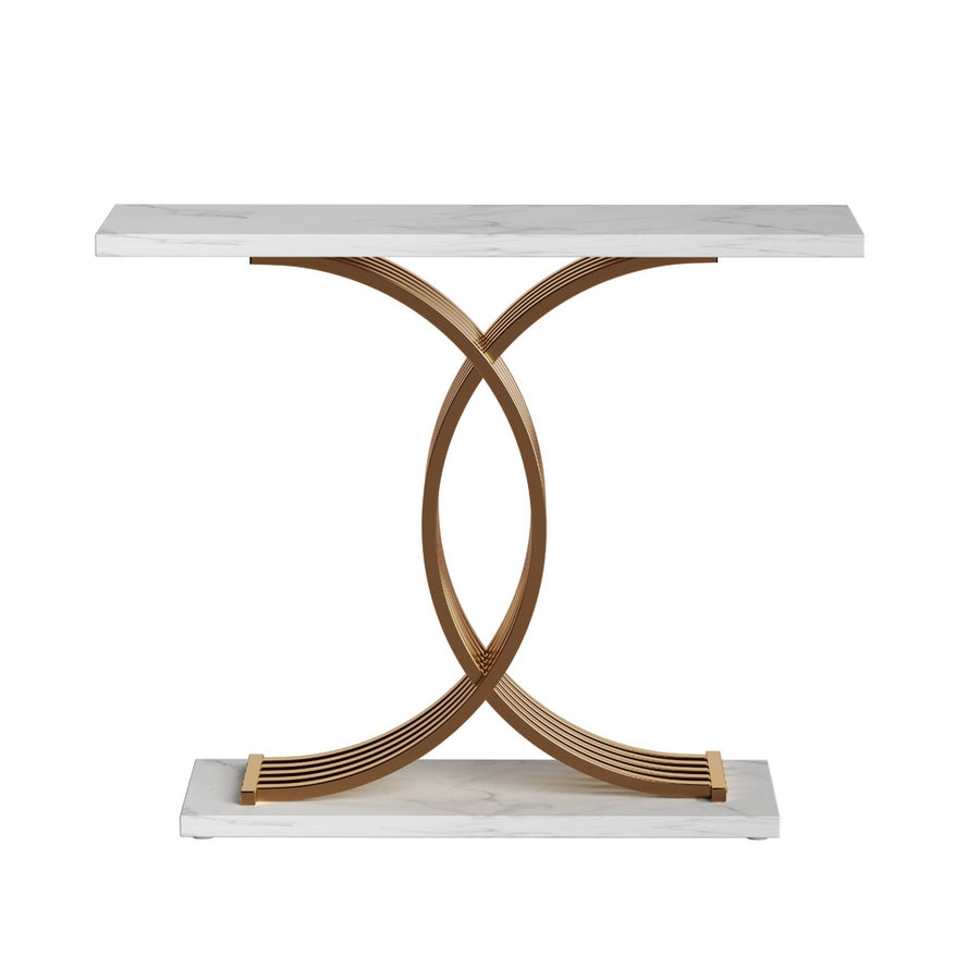 Artiss Console Table Marble Effect White&Gold, image 4