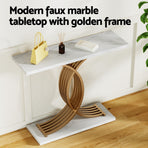 Artiss Console Table Marble Effect White&Gold, image 5