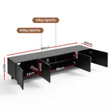 Artiss TV Unit Entertainment Unit Storage Cabinet 180cm Black - Side View