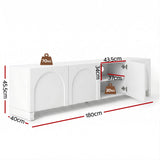 Artiss TV Unit Entertainment Unit Storage Cabinet Adjustable Shelf 180cm White - Side View